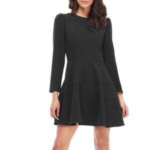 Gal Meets Glam Celeste Black Long-Sleeve Fit & Flare Dress